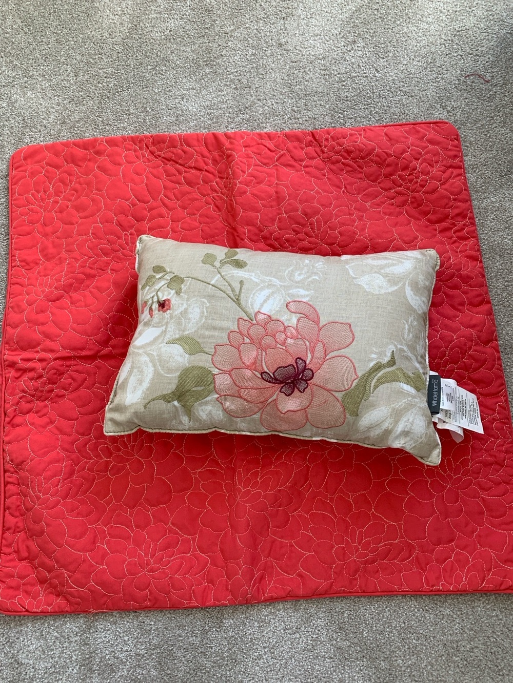 Whole Home  Magenta (Pink) Quilted Floral Accent Pillow Shams (fit Euro Pillows)